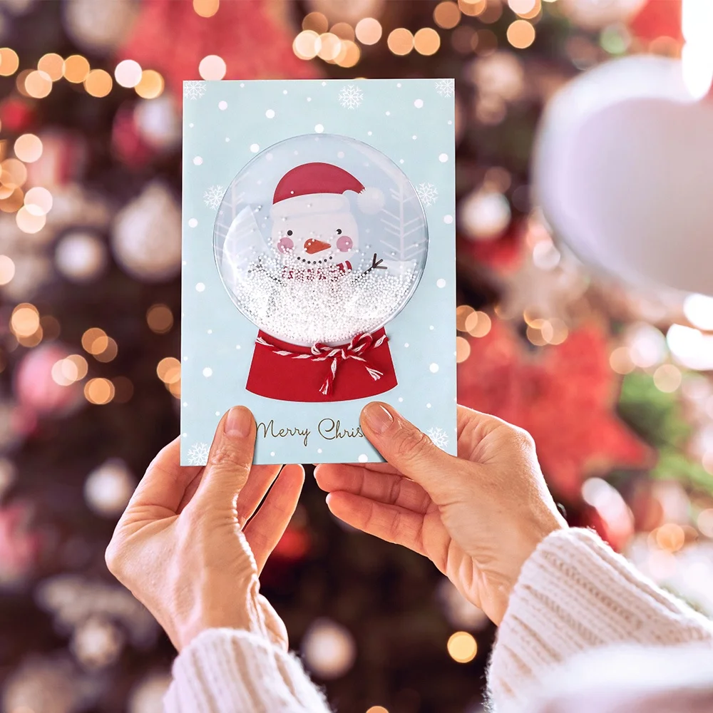 Unique Funny Blank Handmade 3D Shake Craft Custom Printing Foldover Merry Christmas Greeting Cards with Envolpe Wholesale