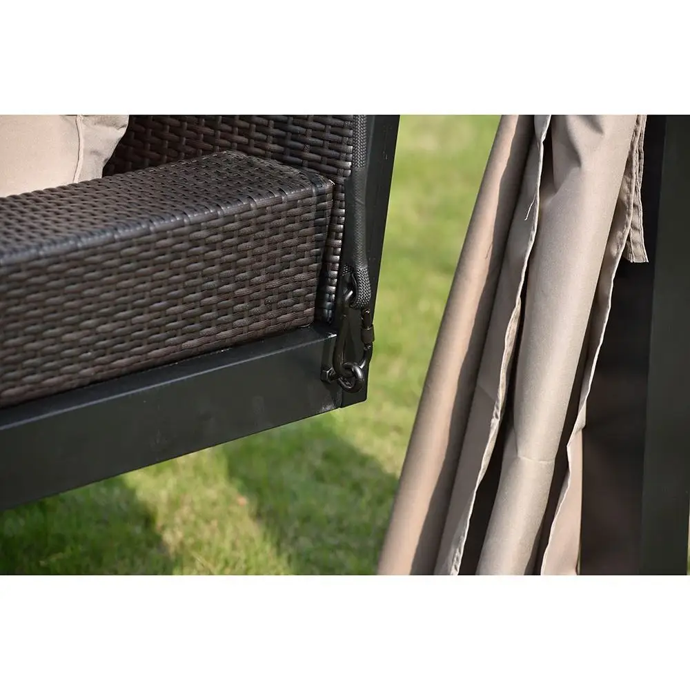 New Fashion Adjustable Weatherproof Shelter Hammock Swing Sofa Outdoor Furniture Steel Garden 3-seats Swing Sofa