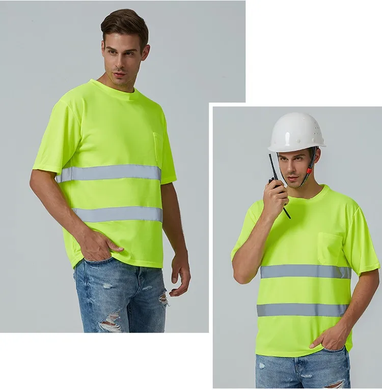100% полиэстер на открытом воздухе с длинным рукавом Hi Vis Акция мужские тренировочные брюки со светоотражающей форма спецодежды полосатая теплопередачи футболка круглым вырезом и цветочным