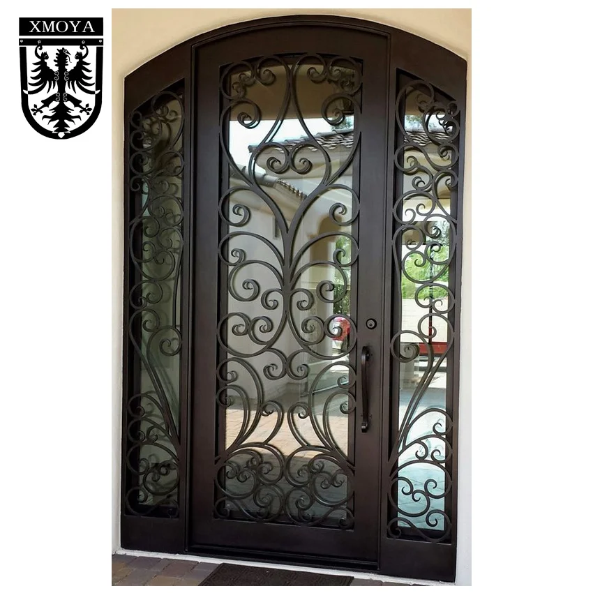Iron Wrought Door And Single Exterior Doors Metal With Glass