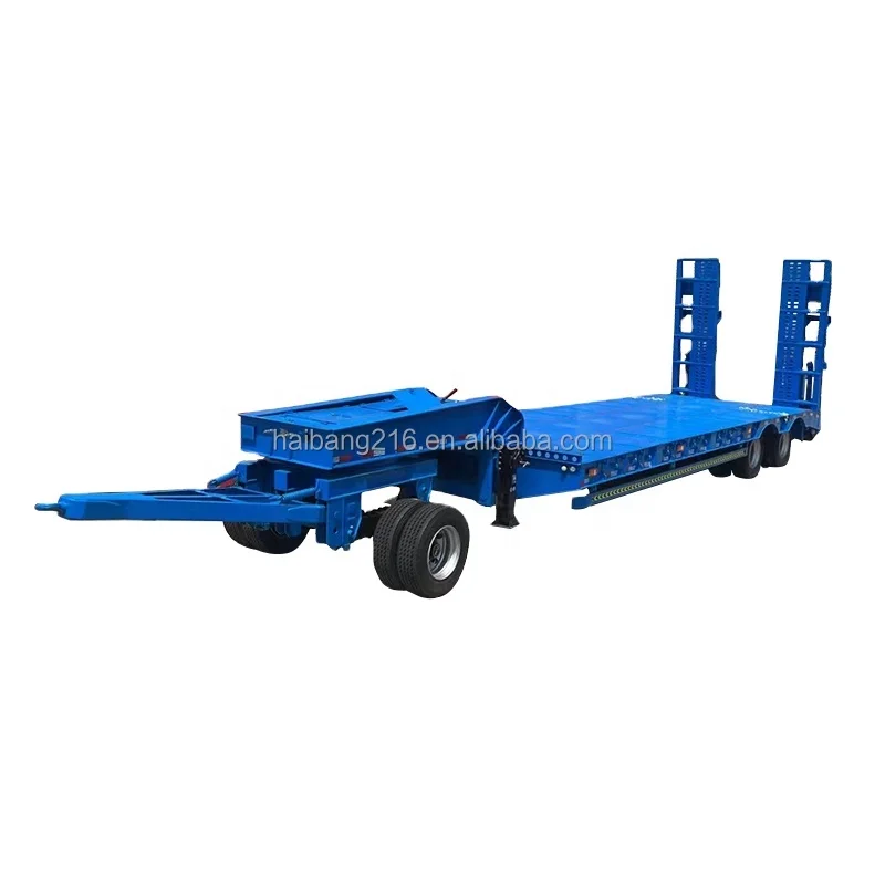 Discounted price for 3-axle traction bar towing trolley, 45 ton flat container full trailer
