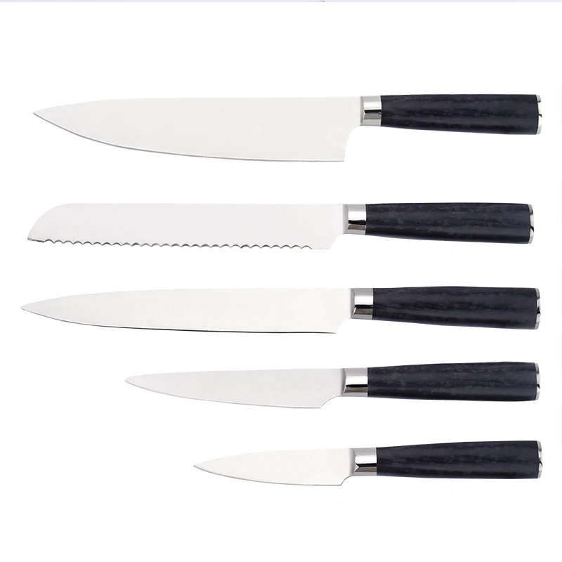 Manufacturers Supply 430S/S Forged/Wood Handle Stainless Steel 6Pcs Chef Kitchen Knife Set