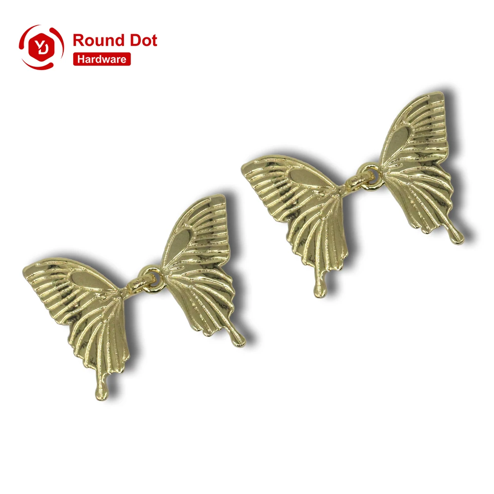 Butterfly Sewing Logo Clasps Customized Bags Metal Brand Symbols Tags OEM ODM Creative Hardware for Clothing