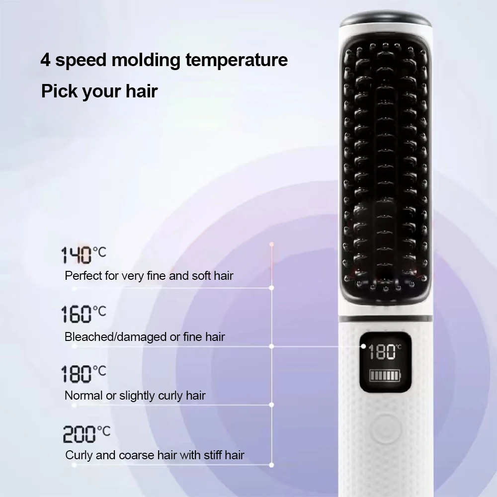 Manufacturer New Design Wireless Portable Hair Straightener Curly Salon Hair Blow Dryer Travel Rechargeable Cordless Hot Comb