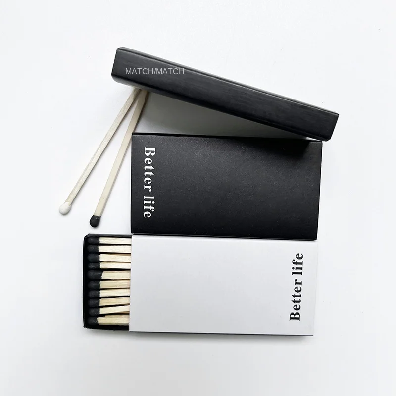 Black & White Box High-End Texture Ignition Nostalgic Poplar Wood Simple Design Aromatherapy Candles Foreign Matches