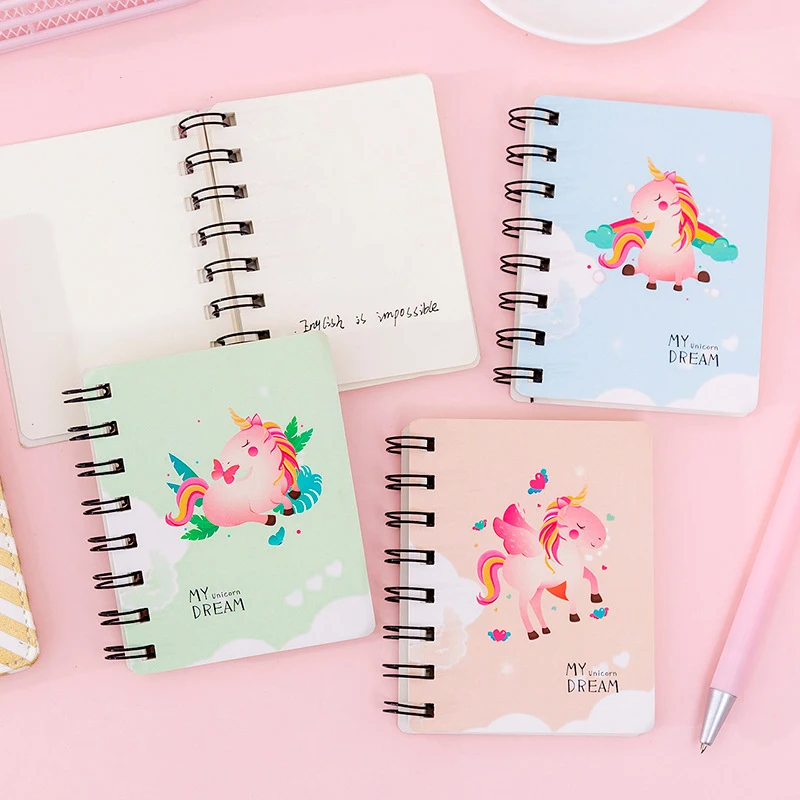 Free sample custom Cute cartoon magic dinosaur rollover coil this student mini portable A7 notebook pocket notepad