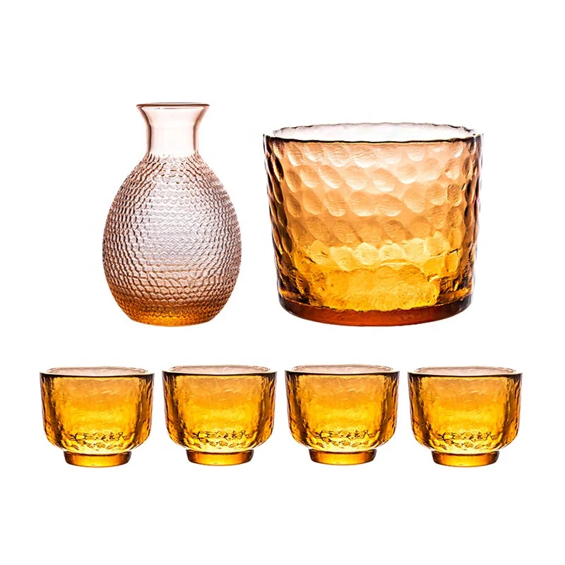 Japanese Hammer Sake Soju Crystal Sake Pot Cups Sets