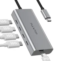 PULWTOP 5 in 1 Usbc Multi Port Adapter Docking Station Usb C To Ethernet Usb 3.0 Adapter Converter Hub for MacBook XPS