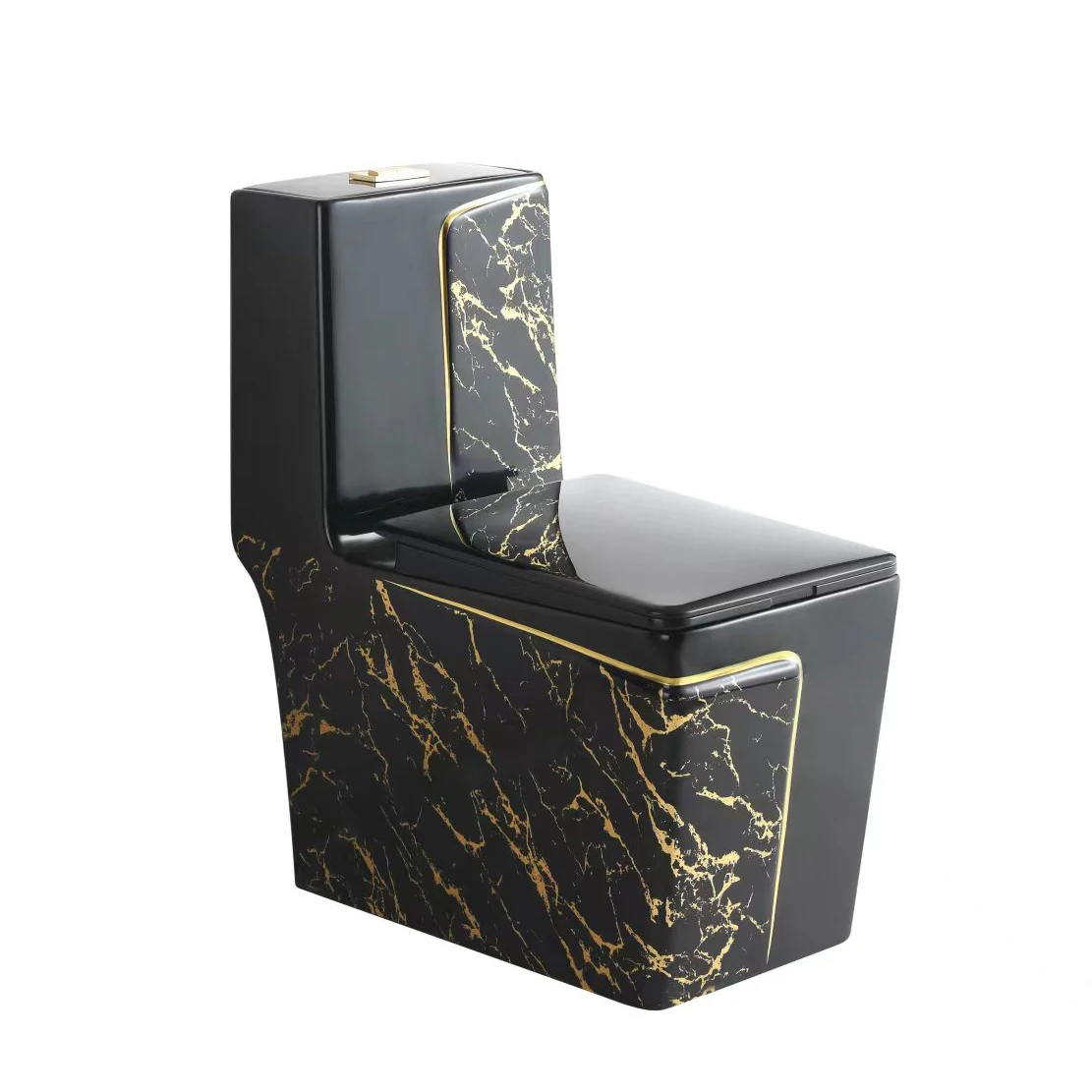 High end china manufacturer customizable one piece toielts luxury ceramic bathroom black marble toilet