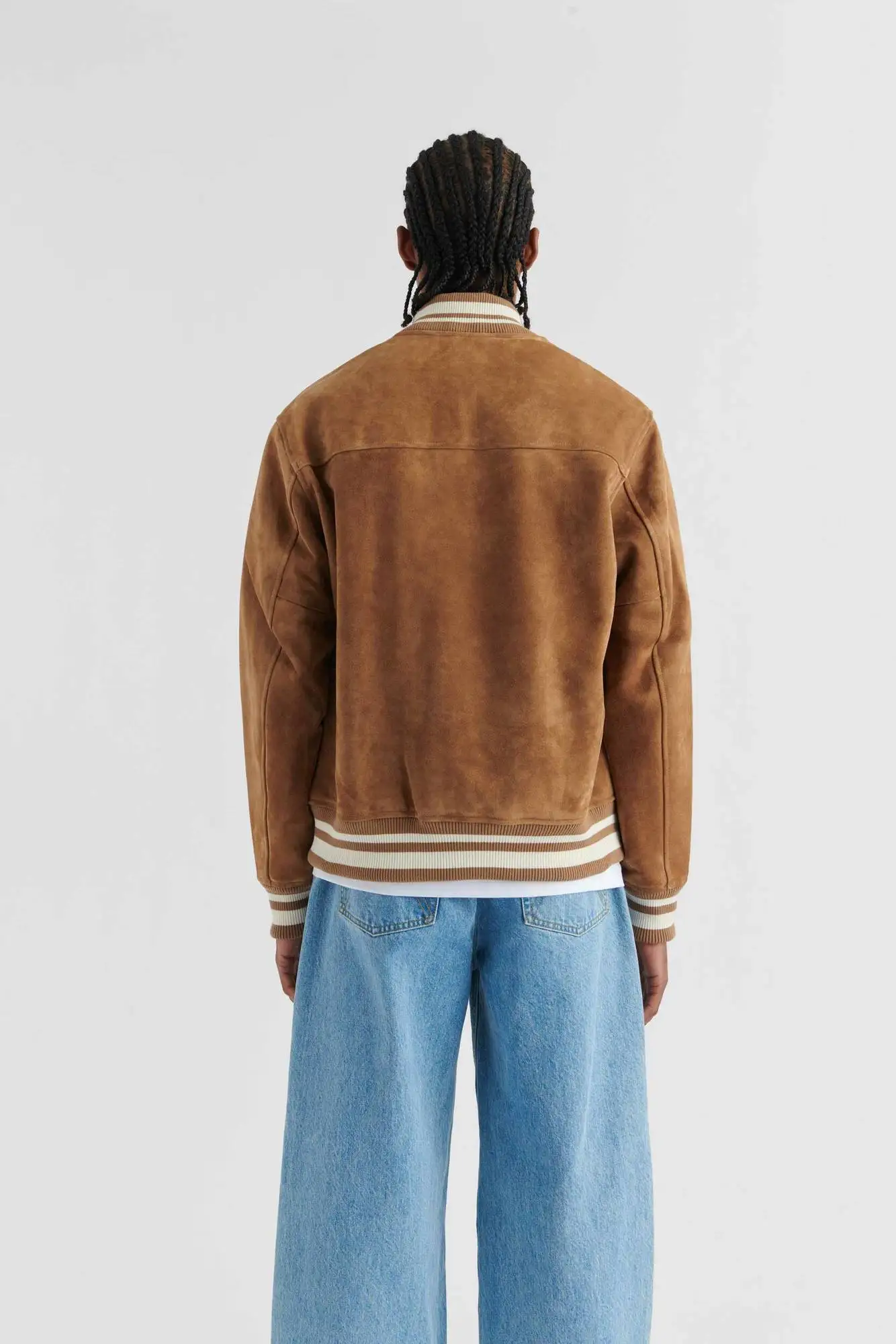 Customize Streetwear Faux Winter Thick Fleece Lined Padded  Mature Baseball Jackets Suede Bomber Varsity Jackets Men