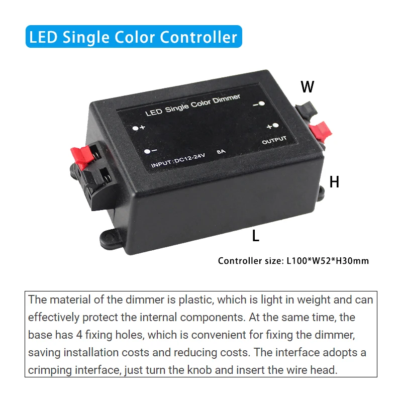 New LED Single Color Dimmer PWM Signal Controller DC 12-24V 8A 1 Channel with 3-Key RF Remote for 5050 2835 5730 LED Light Strip