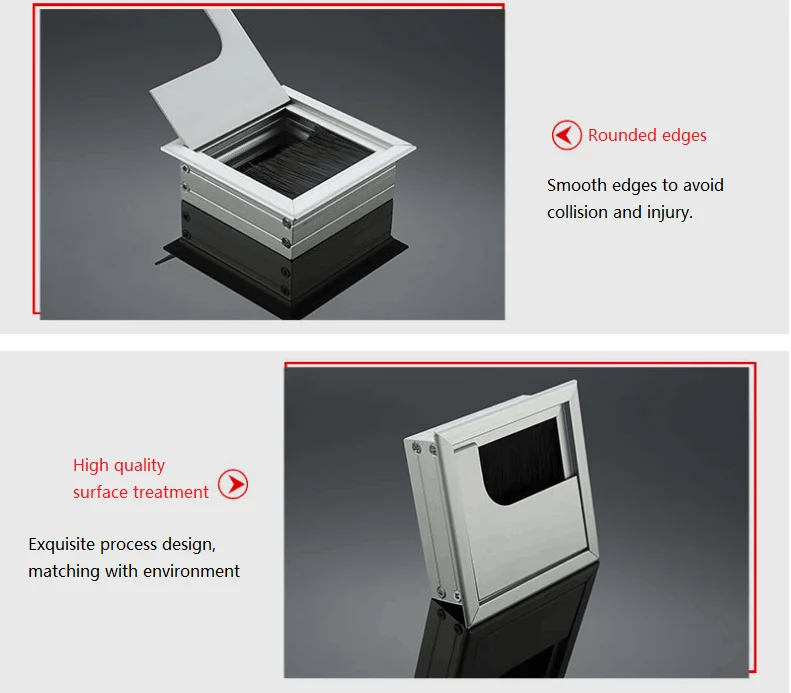 High Quality desk Rectangular Cable Computer Desk Hole Cover Cable Grommet With Brush