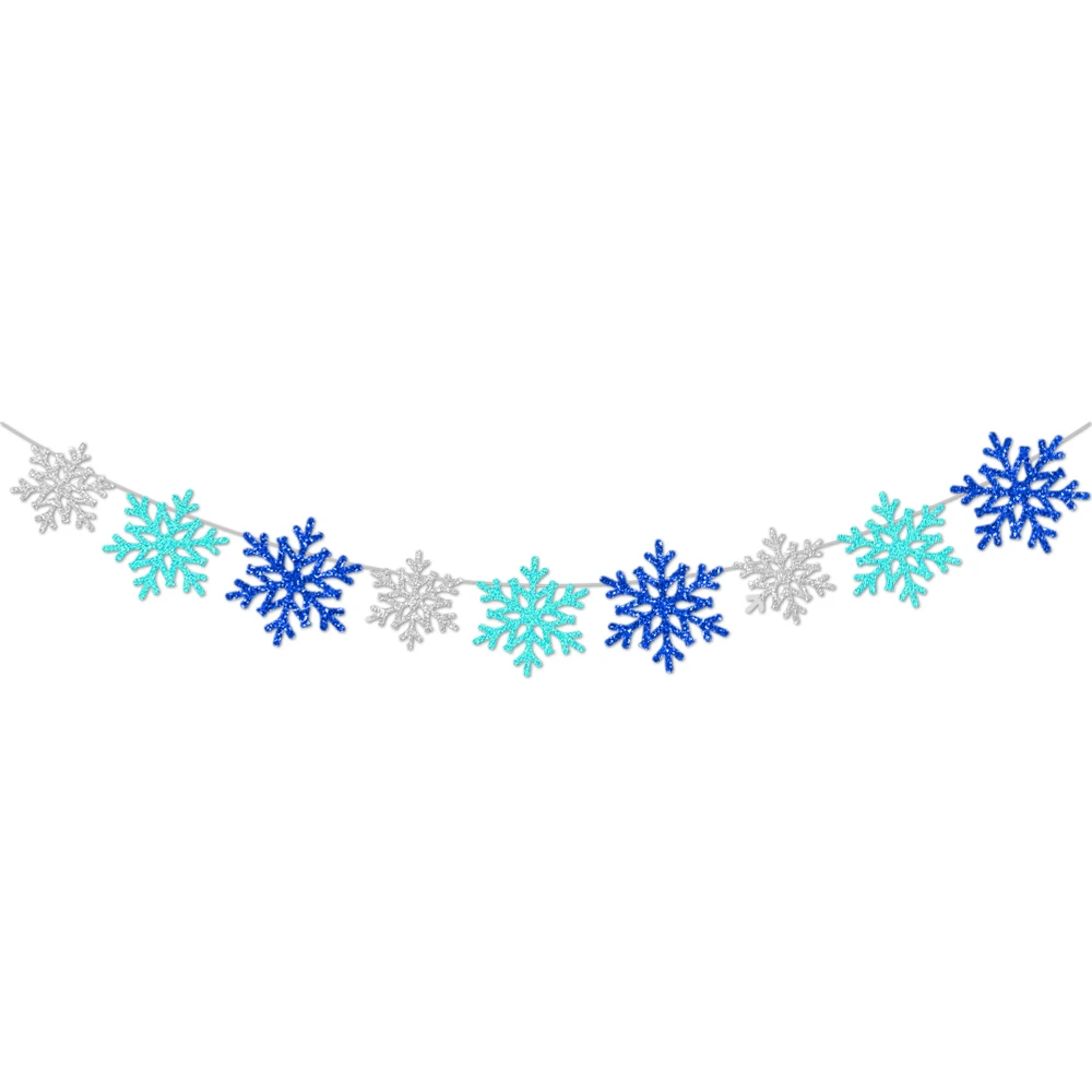 Glitter Snowflake Winter Wonderland BANNER Baby Shower Decor Frozen Christmas Themed Birthday Party Decorations Supplies