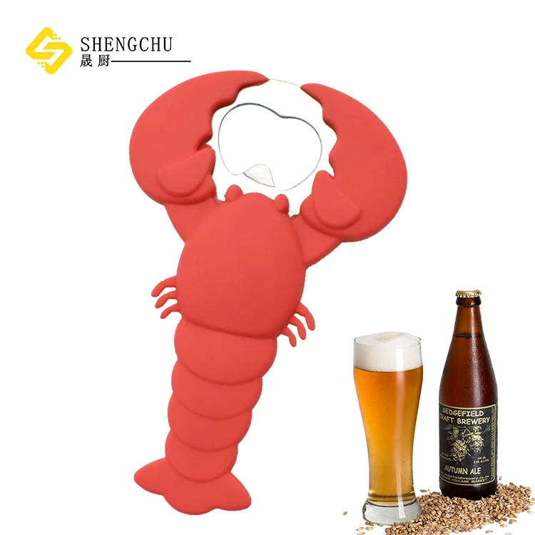 Wholesale Silicone Lobster Beer Opener 3D Rubber Cartoon Beer bottle Opener for gift promotion