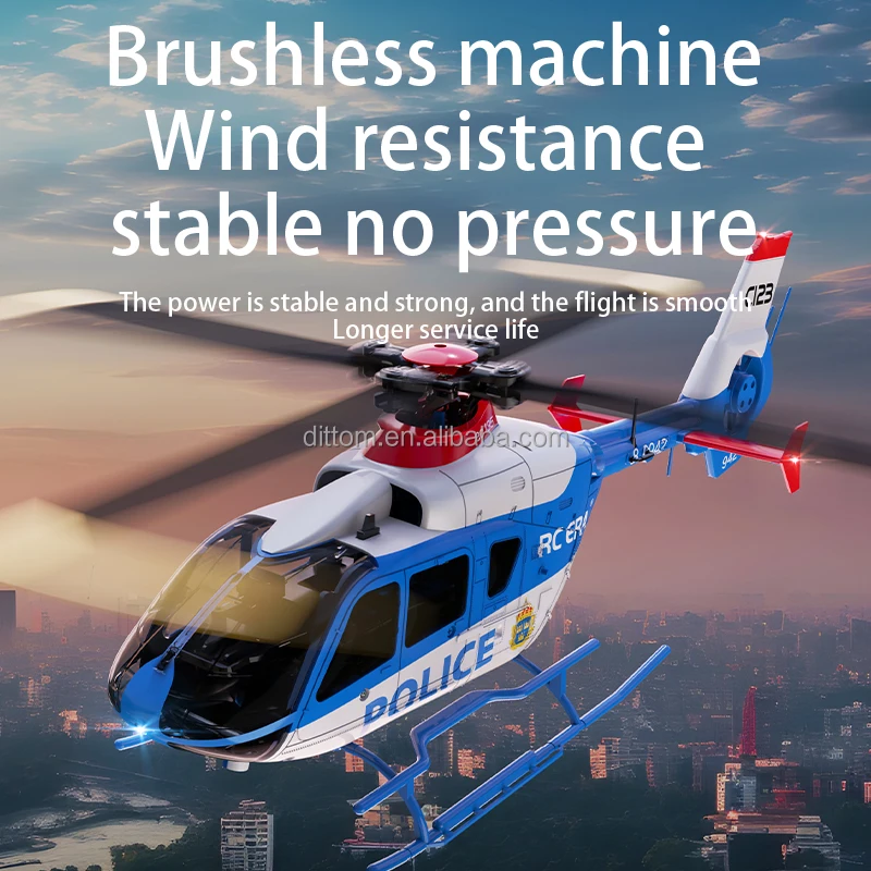 Alloy Brushless 3D 6CH Sngle-rotor RC Fight Helicopter 2.4G Altitude Hold Optical Fow Lcalization Helicopter with 6-Axis Gyro