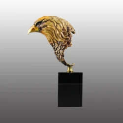 Copper Metal Eagle Statue With Crystal Base Craft Gift