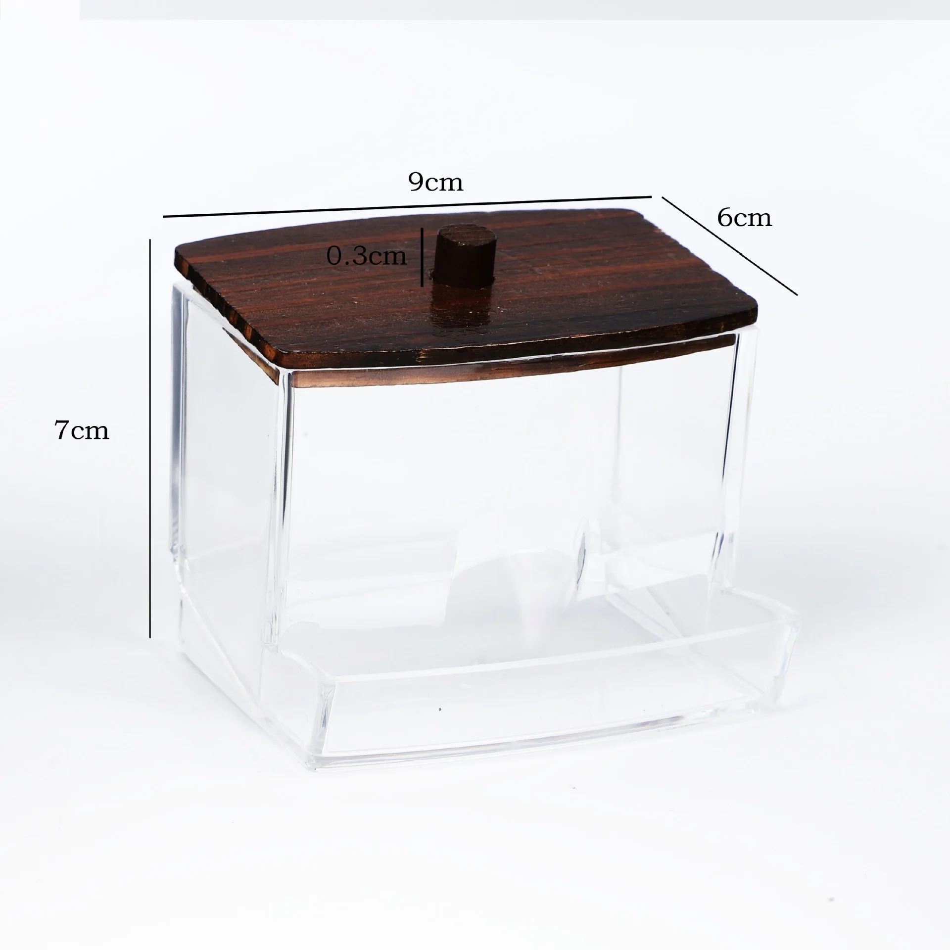 Choice Fun Acrylic Cotton Ball Desktop Dust Storage Box With Bamboo Lid Cosmetic Cotton Toothpick Finishing Storage Box