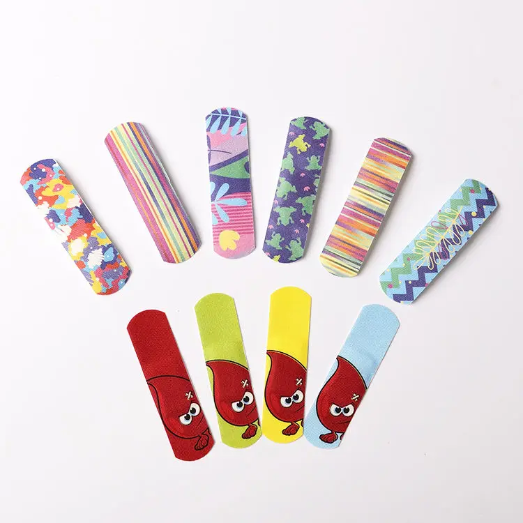 Custom Fabric Shape Manufacture Printed Logo Waterproof Round Kids Medical First-Aid Wound Plaster