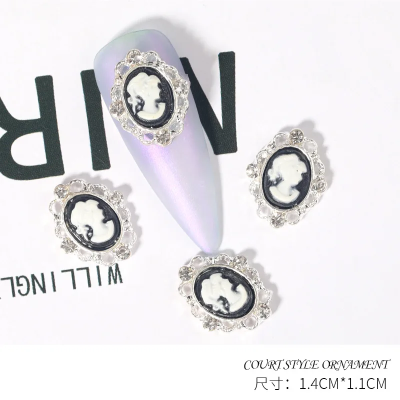 Retro Gothic Baroque Nail Jewelry Human Avatar Nail Art Rhinestone Decoration DIY Nail Art Jewelry