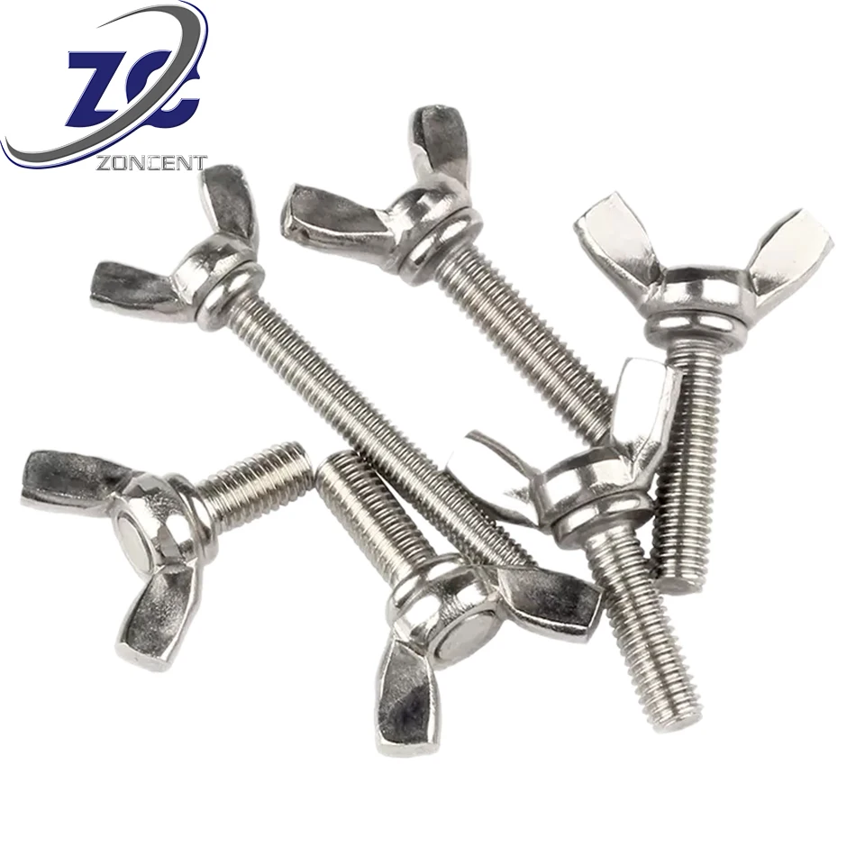 Customizable 304 Stainless Steel Wing Bolt Hand Twist Screw Butterfly Wing Screw