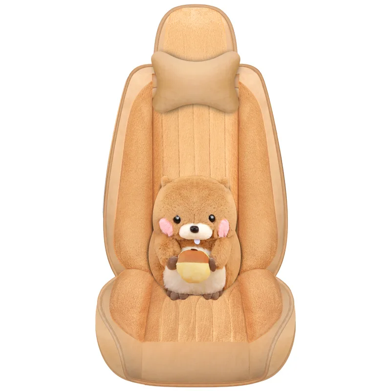 Новое поступление Роскошные милые Мультяшные дышащие зимние универсальные плюшевые утолщенные теплые автомобильные аксессуары чехлы на сиденья автомобиля