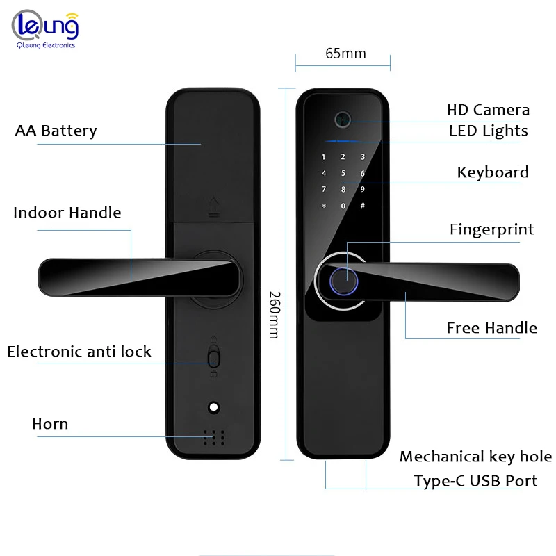 High Security S802MAX Camera Smart Door Lock Biometric Finger Print Passcode Keyless Lock Tuya WiFi Camera Lock