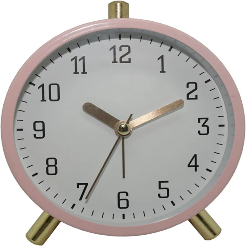 Alarm Clock Mute Sweeping Movement Arabic-Numeral Dial with Night Light Retro Nordic Style Simple Children Small Digital Clock