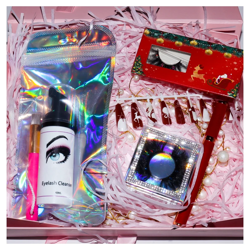 2022 new products  Private Lash Label Box Your Own Logo5d fluffy mink water eyelashesTKA With Christmas gift sets lash Boxes
