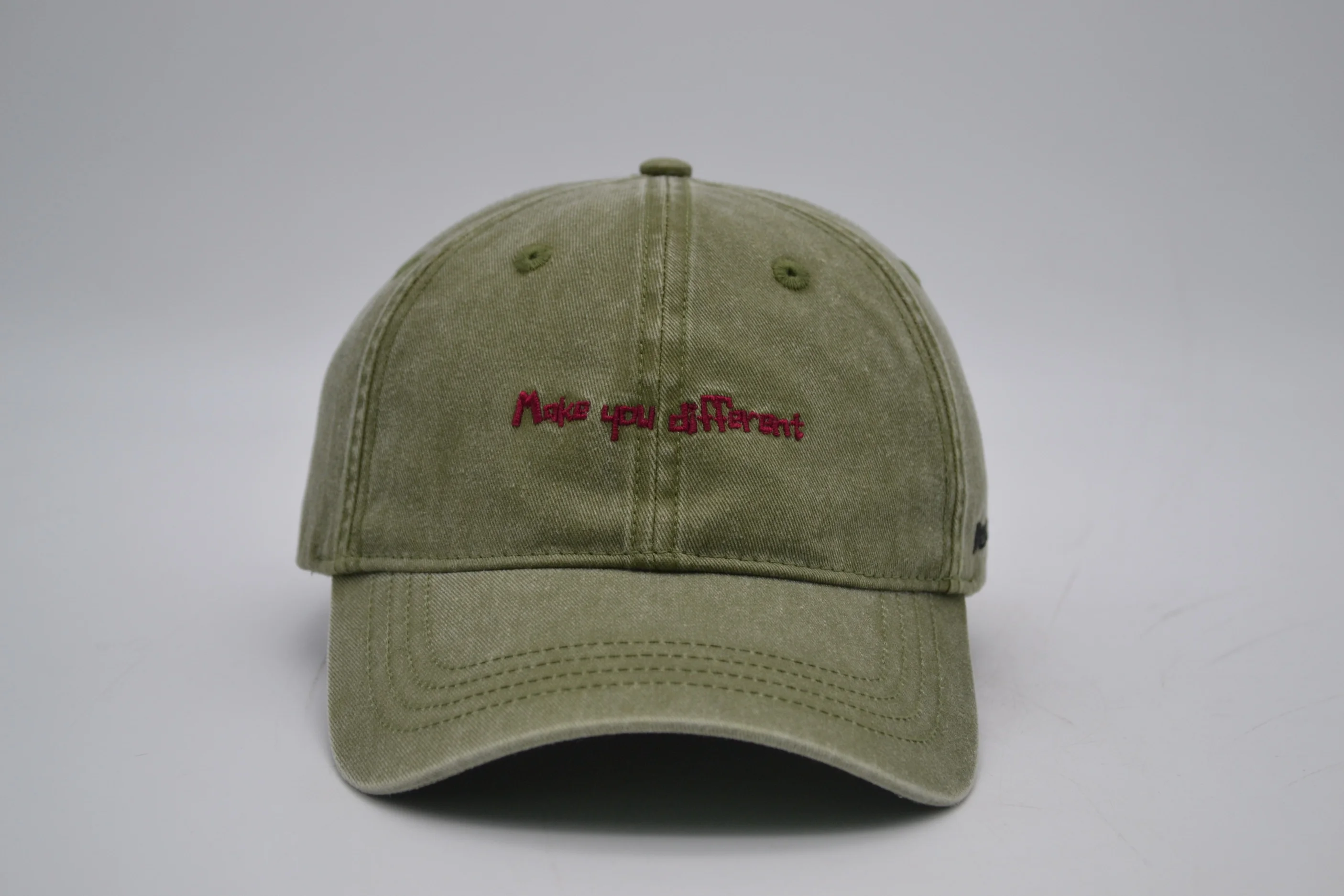 Custom 6 panel baseball cap  cotton embroidery logo washed denim unstructured baseball cap dad hat