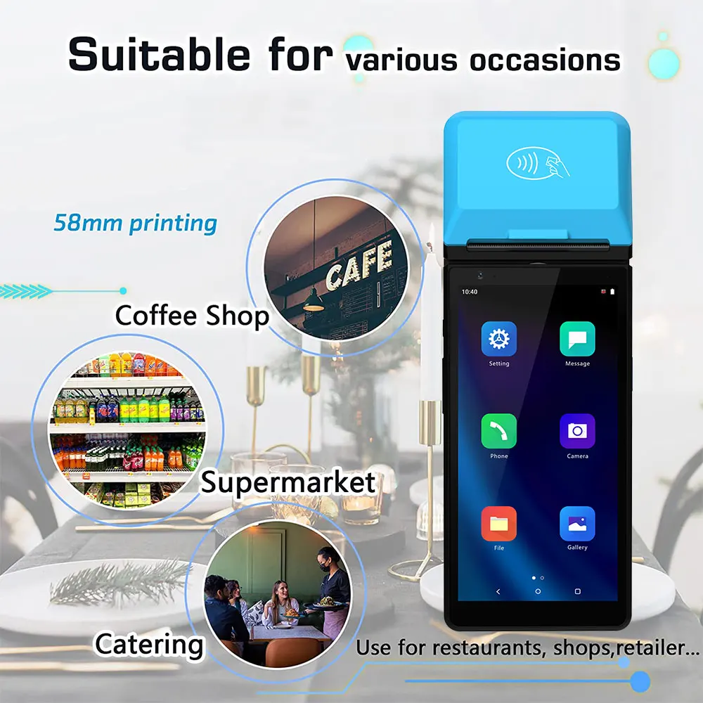 Умный мобильный 4G Wi-Fi портативный POS-терминал EFTPOS NFC с принтером и кардридером Z500