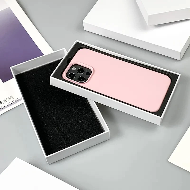 Custom Logo Phone Cover Packaging Rigid Cardboard Box Mobile Cell Phone Case Packaging lid and base Box