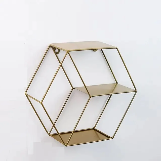 Hot Selling Wall Shelf Rustic Metal Hexagonal Decorative Shelf Wall Mounted Rustic Shelving for Living Room at Best Price