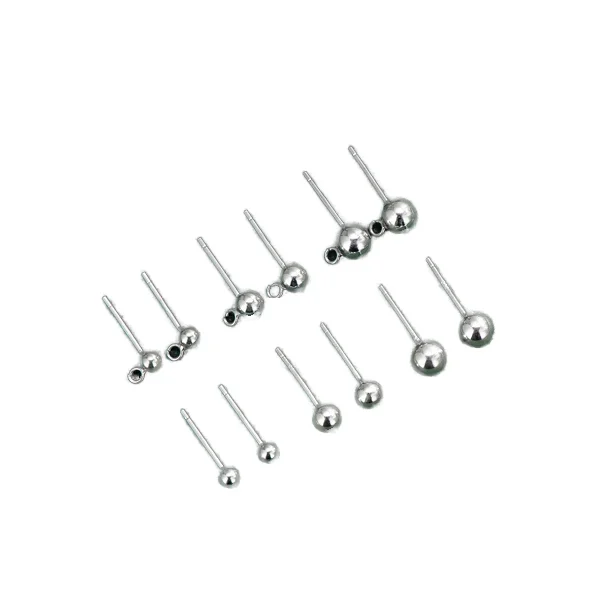 5mm metal fittings earring accessories 925 Sterling Silver Stud Pins Wholesale for DIY Making Earring with jump ring