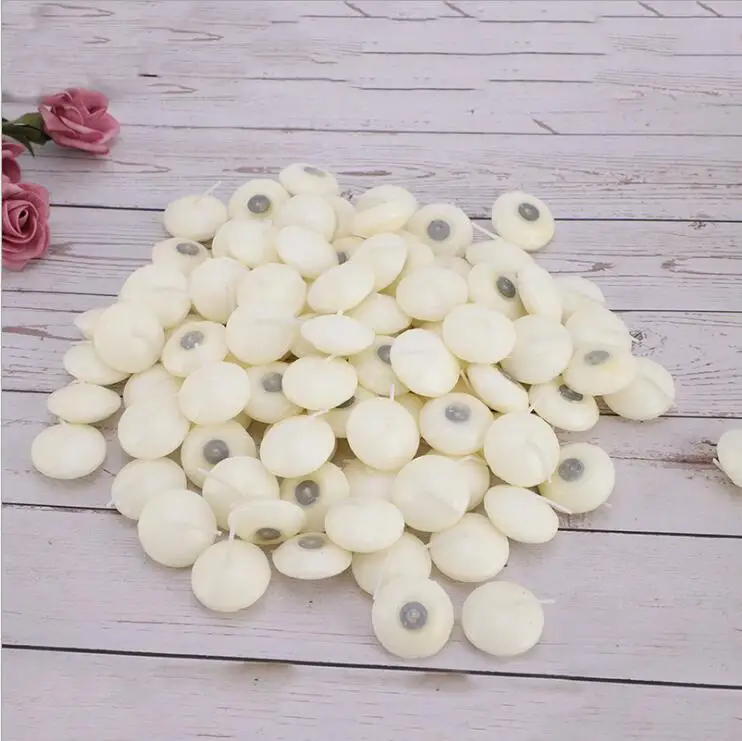 Pure Rich Creamy 1.5 inch Ivory White Smokeless Unscented Floating Candles for Wedding Centerpieces