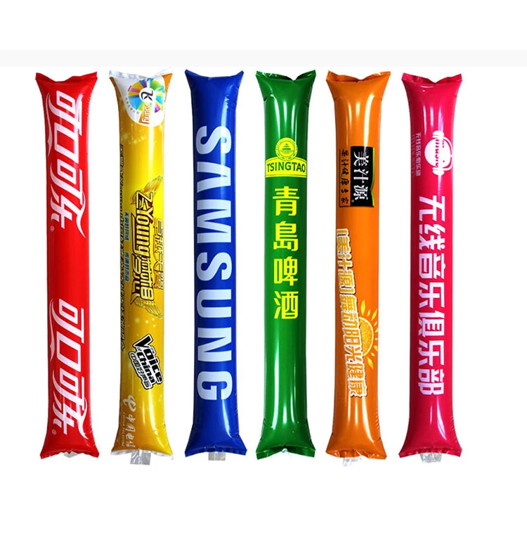 Custom Logo Multicolor Inflatable Cheering Stick Plastic Hand Clappers For Party