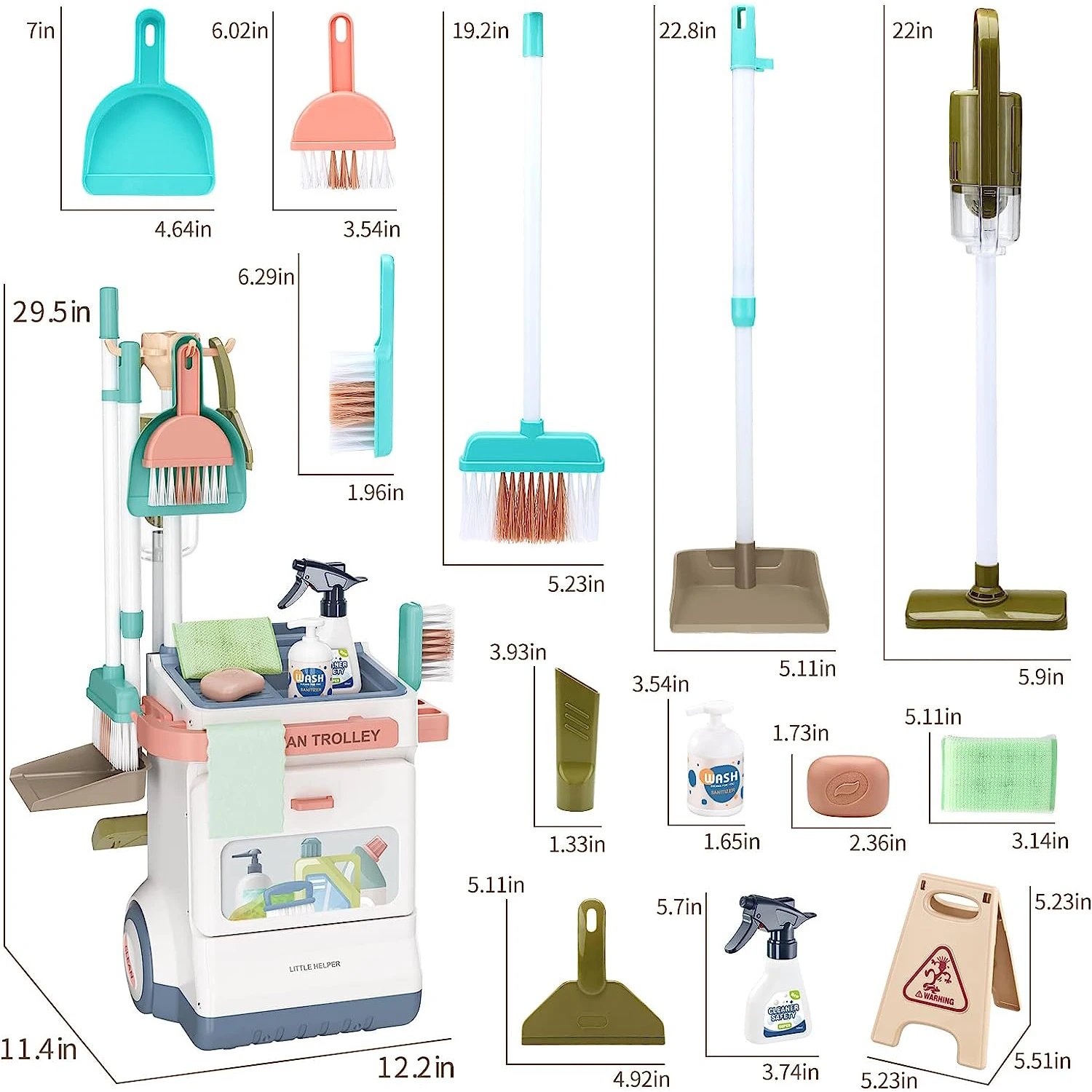 20 PCS Kids Cleaning Pretend Play Preschool Toy Set Includes Real Working Toy Vacuum Cleaner for Kids