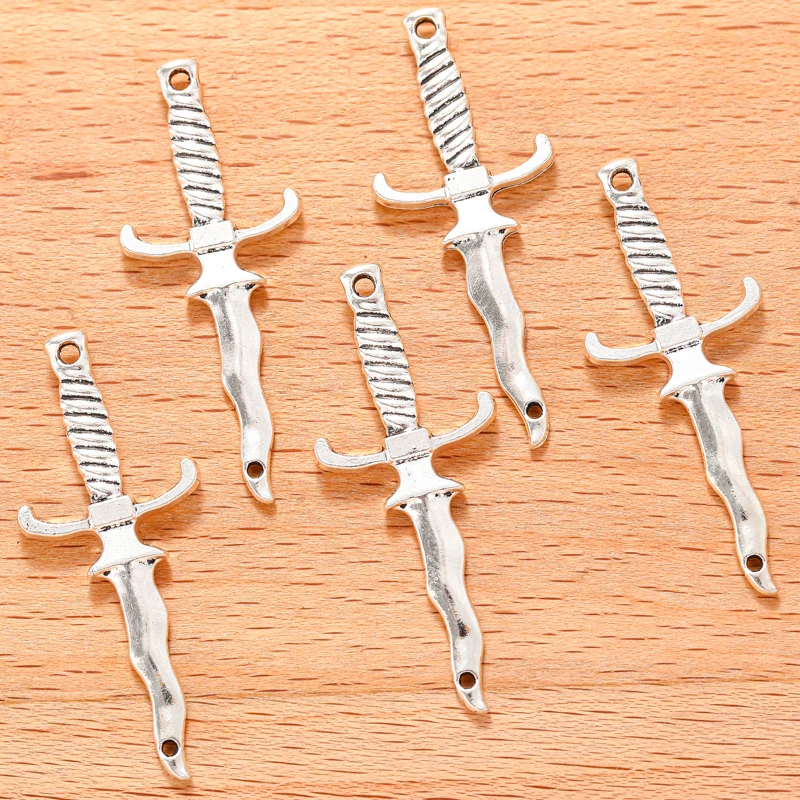 5 colors Sword Blade Connector Serpentine Dagger Charms Fit Bracelet necklace Pendant DIY Jewelry Making 40*16mm M100