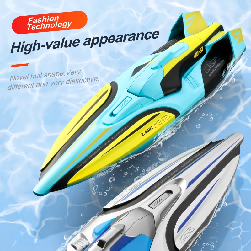 Colorful 2.4G RC Racing Boat High Speed Yacht Anti-Crash Remote Control Speedboat Self-Righting Novice Level RC Jet Boat