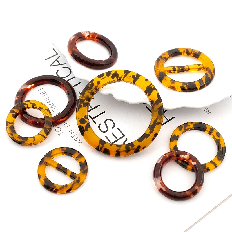 Tortoiseshell leopard circle resin plastic o ring bikini connector buckle for swimwear underwear