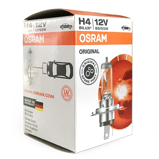 Halogen bulb OSRAM H4 12V 60/55W P43t made in Germany Car headlight halogen