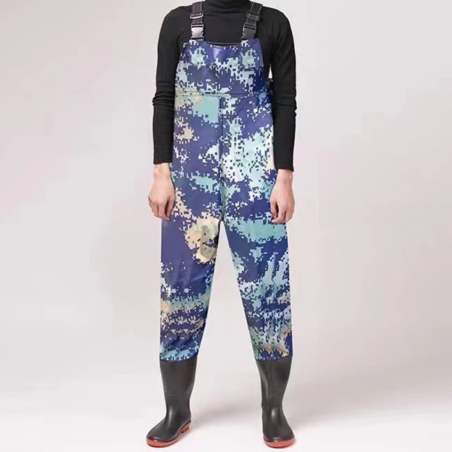 Camouflage Chest Waders Waterproof PVC Fabric Camouflage Fishing Chest Waders With Boots Fishing Suits