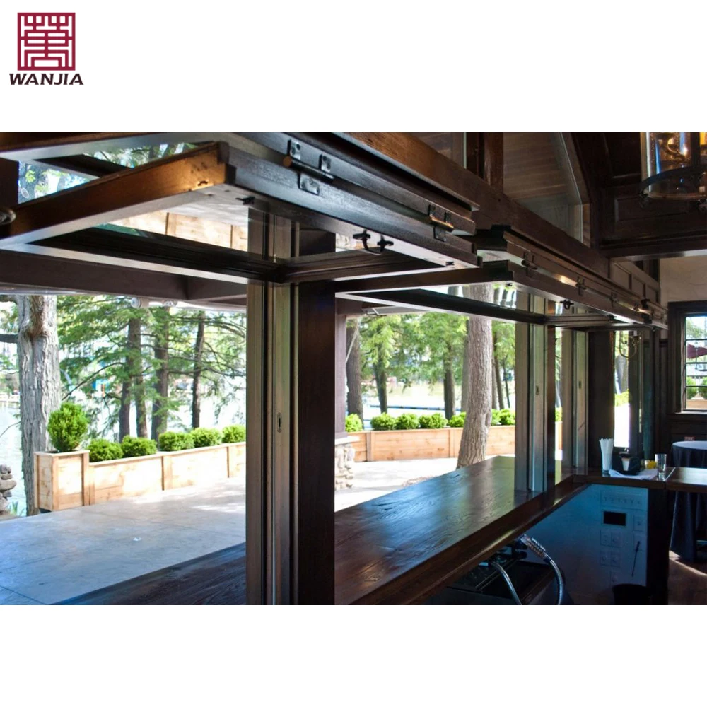 commercial Shop aluminium soundproof tempered glass vertical accordion folding up window