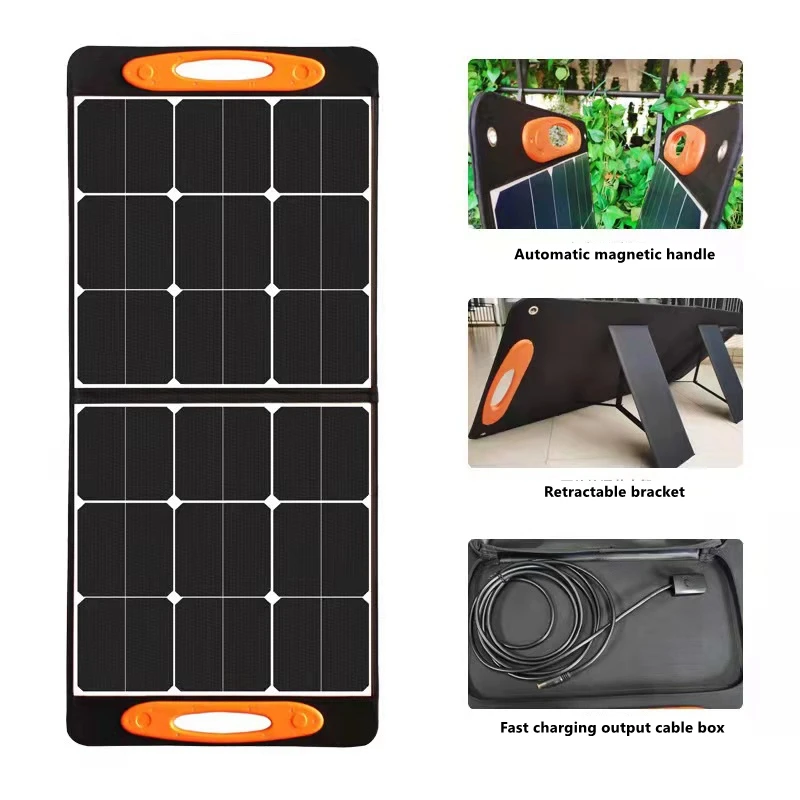 SolarSaga 100W Solar Cell Charger with USB Outputs Portable Foldable Solar Panel for  240/300/500/1000/1500w Power Station Phone