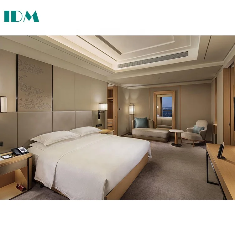 IDM012 Modern Luxury 5 Star Hotel Bedroom set Custom Wooden  Hotel Furniture