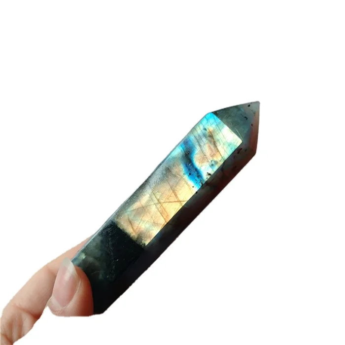good flashy natural  labradorite quartz crystal wands double terminated labradorite stone points