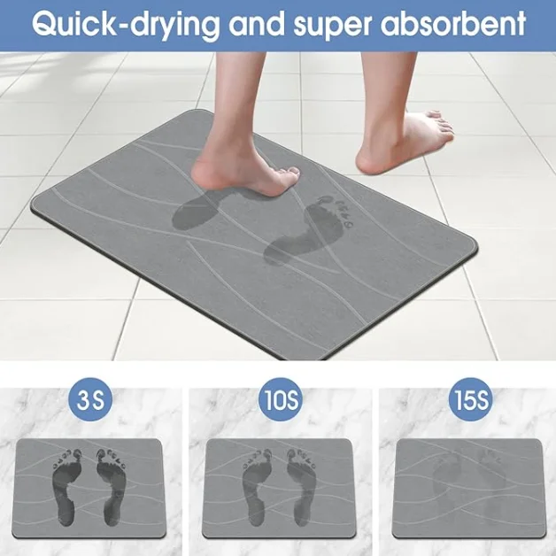 Eco-Friendly Anti-Slip Fast Drying Bath Stone Mat Eco-Friendly Product with Engraved Diatom Earth