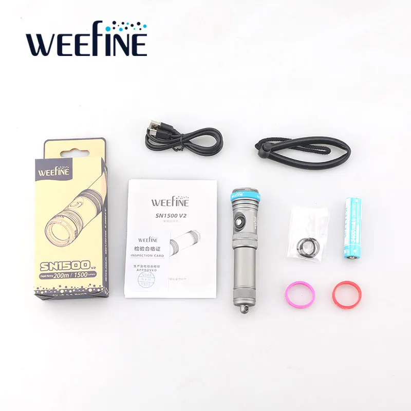 WEEFINE WF100 Diving Gear SN1500V2  dive spotlight with USB charger for scuba  professional focus Diving flashlight