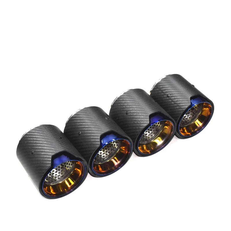 Черная Нержавеющая Сталь углеродное волокно выхлопная труба глушитель наконечники универсальный M характеристики двойное для Bmw серии 50