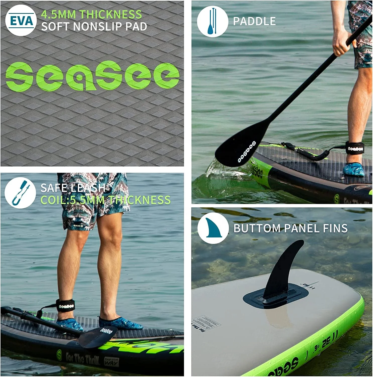 Youth and Adults Beginner Inflatable Paddle Board Game Body SUP for Ocean Waters