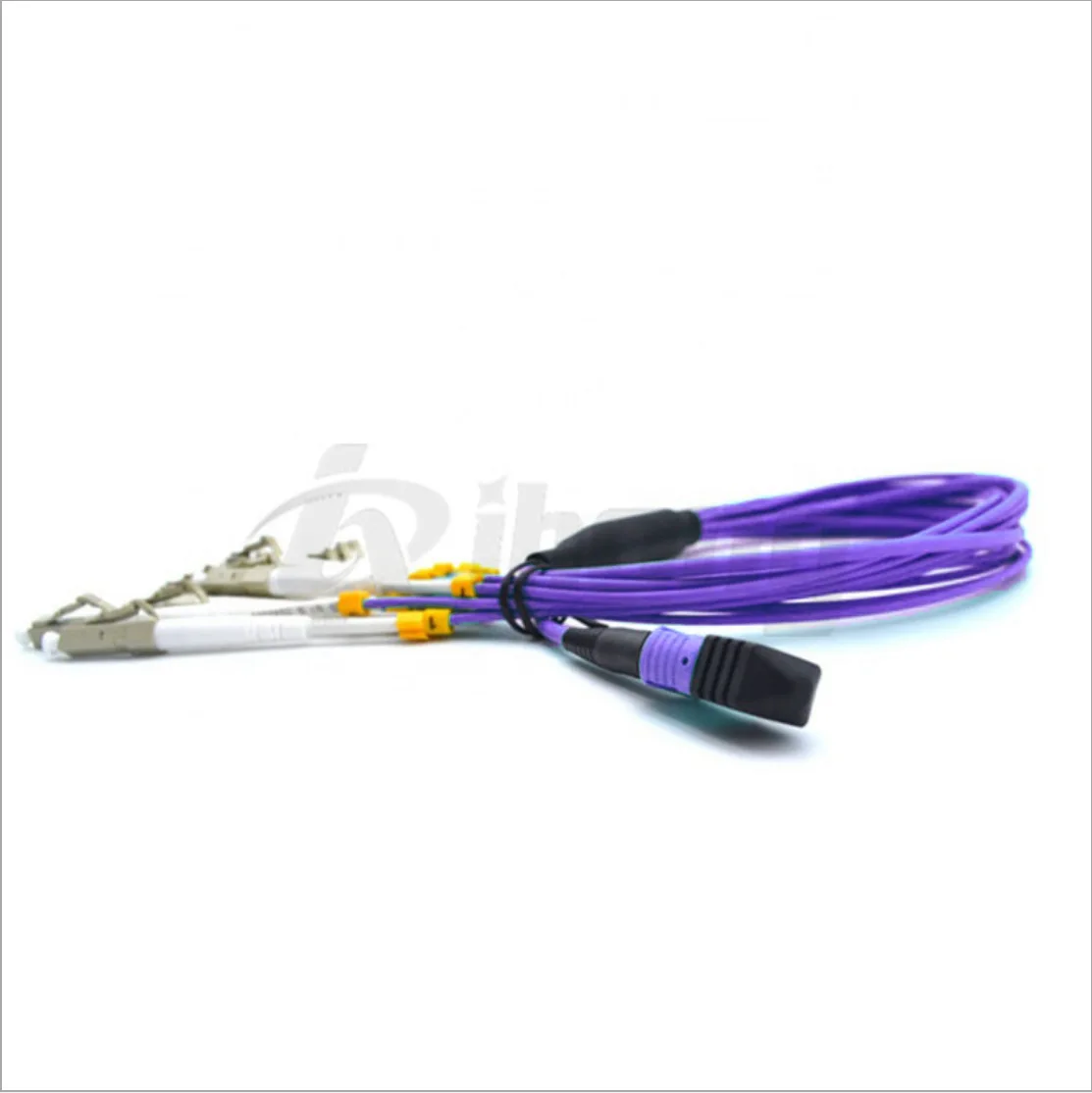 Factory Price  Fiber Optic Patch Cord 100G MM OM4 MPO/MTP-LC 24cores Fanout Jumper
